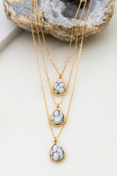 Three Layer Teardrop Stone Pendant