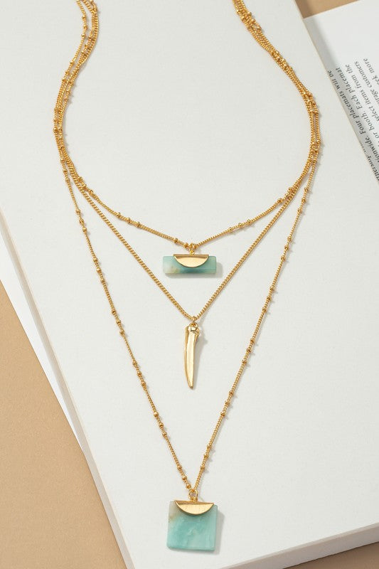 The Natural Three Row Stone Pendant