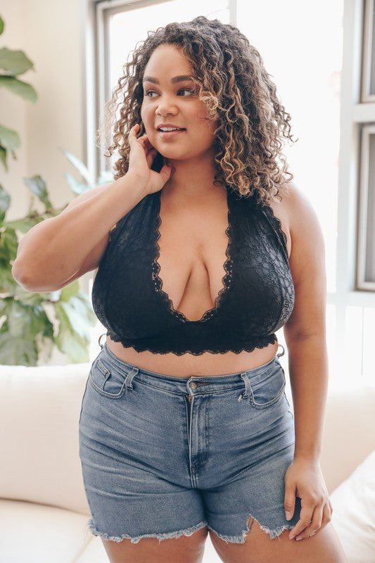 Curvy Lace Halter Bralette