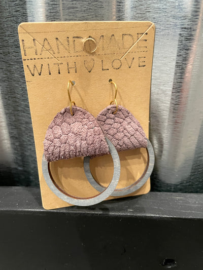 Wood Circle With Leather Earring